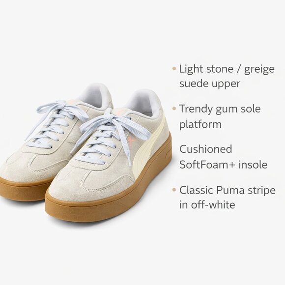Puma Shoes - Puma Carina Platform Sneakers Womens 9.5 Greige Suede Gum Sole Casual